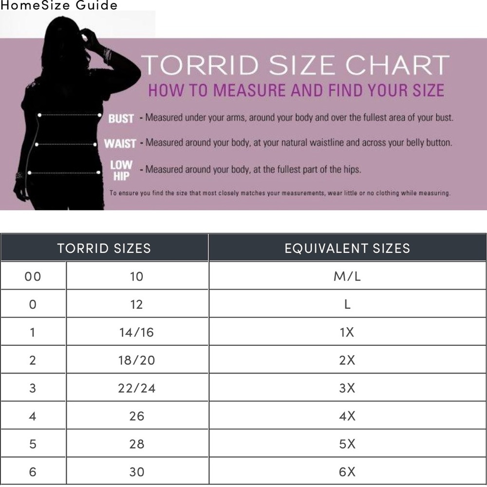 Torrid Size Chart Guide